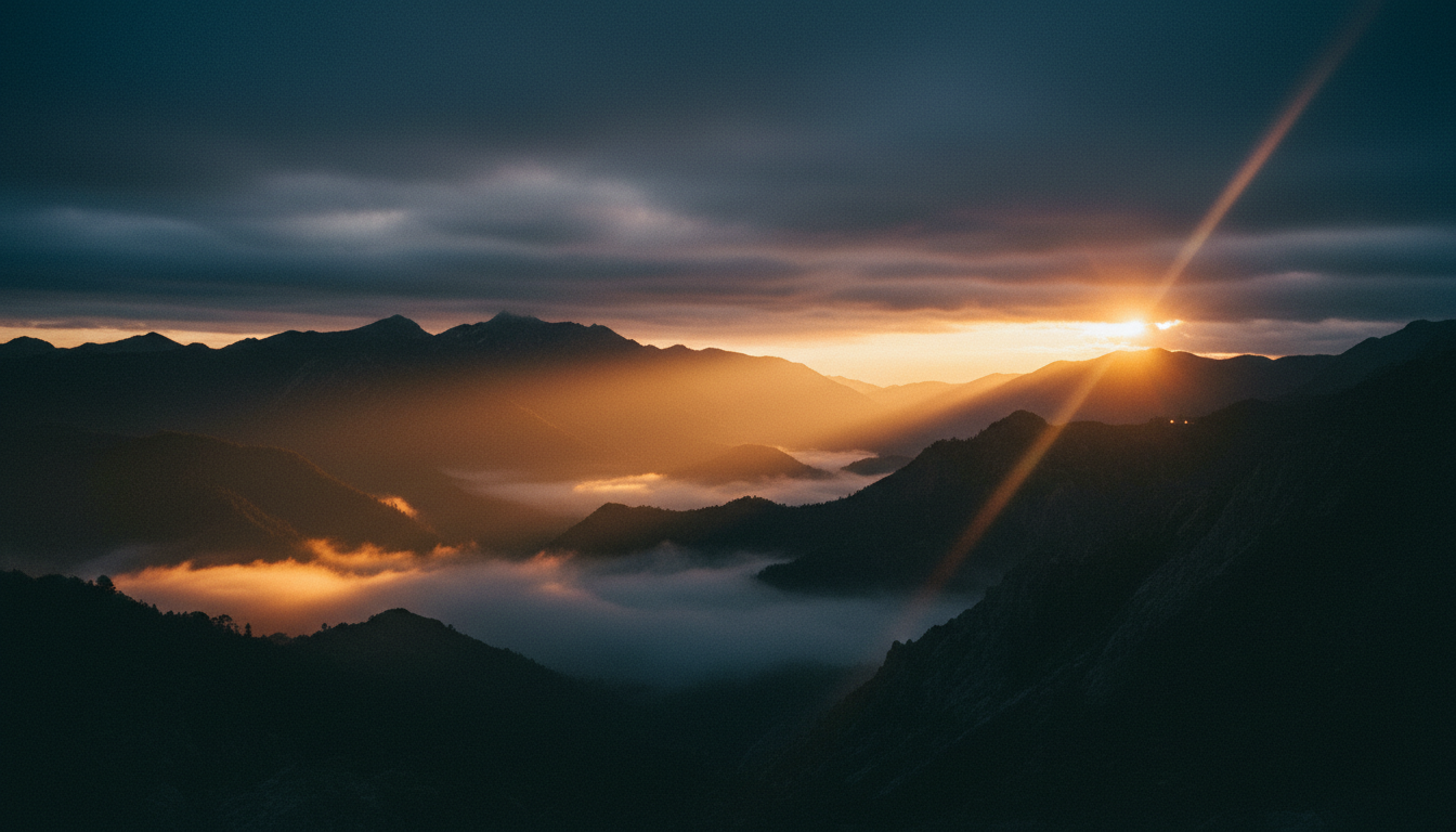Cinematic Northern California landscape at dusk